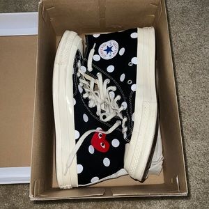 Comme Des Garcons Play X Converse Polka Dot High-Top Sneakers.